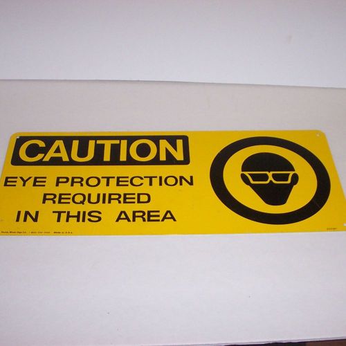 Caution Eye Protection Metal Sign Business Operating Equipment Work 17&#034; x 7&#034;