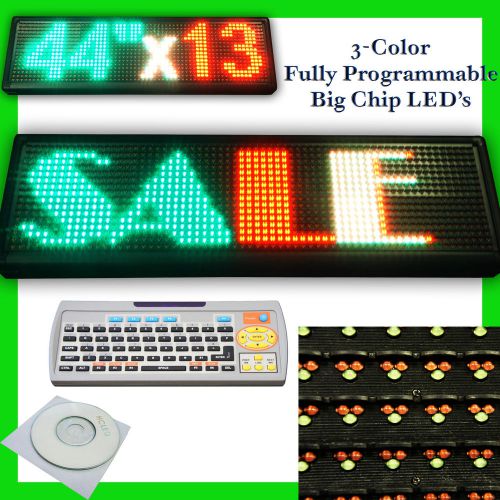 44x13&#034; Programmable LED sign Scrolling RGY Message Board Open store 3 color USB