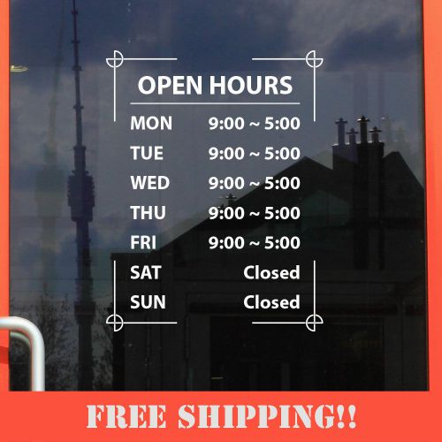 11&#034;Hx8.5&#034;W Business Store Hours Sign Window Shop Open Closed Sticker Decal Ver5