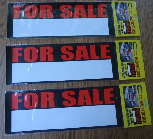 LOT OF 3 MAGNETIC FOR SALE SIGNS 5&#034;+14&#034; NEW IN PACKAGES