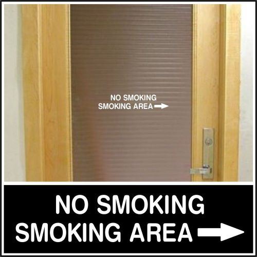 Office Shop Decal NO SMOKING AREA ARROW for business entrance door wall sign WHT