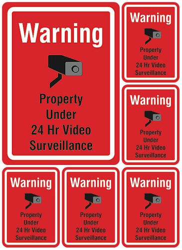 Security 6 Qty Business Signs Warning Property Under 24 Hr Video Surveillance 37