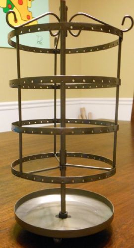 Earring display holds 72 pr jewelry countertop rack 13&#034; h rotating spins metal for sale