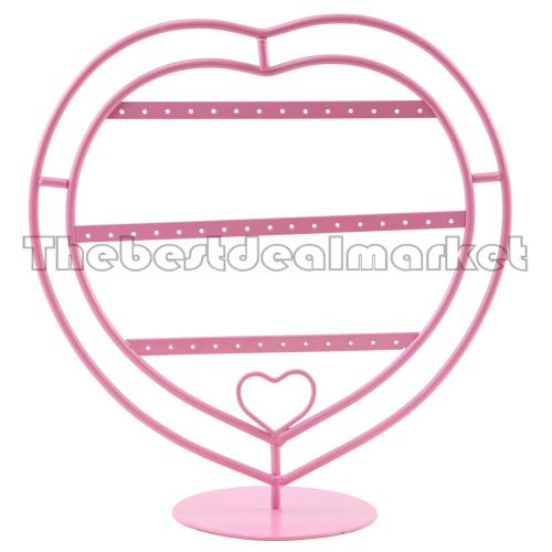 New Multi-Purpose Earring Jewelry Display Stand Holder Metal Heart Pink P0881