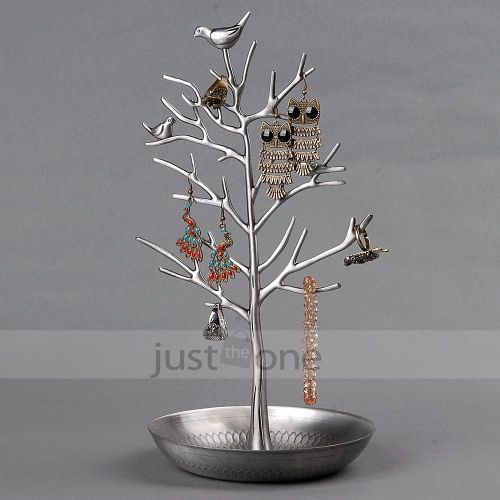 Retail Stall Jewelry Earring Rings Stand Display Organizer Holder Silvery Tree