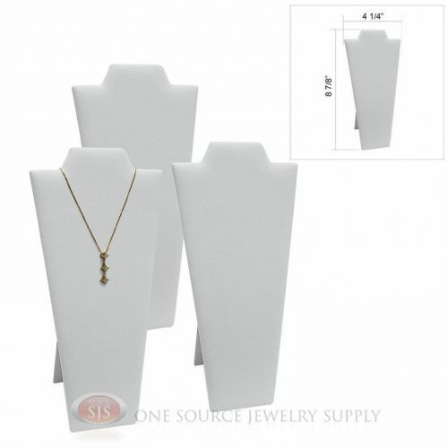 (3) white velvet 8 7/8&#034; padded pendant necklace display easel neckform stand for sale