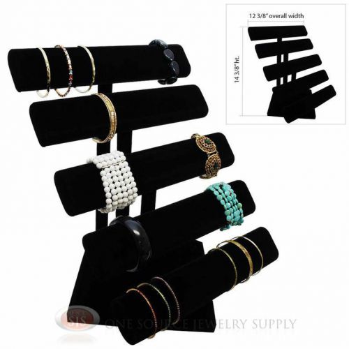 14 3/8&#034; Black Velvet 5 Tier T-Bar Oval Jewelry Bracelet Display Presentation