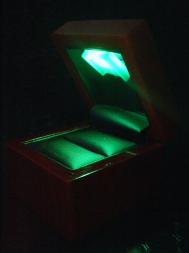 NEW FINE LED LIGHTED GREEN LANTERN RING GIFT BOX ILLUMINATED DISPLAY CASE
