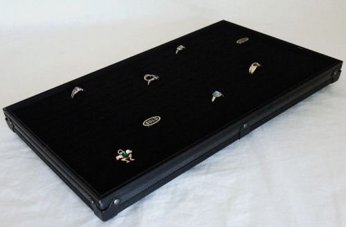 Black Aluminum 144 Ring Display Tray With Black Velvet Insert