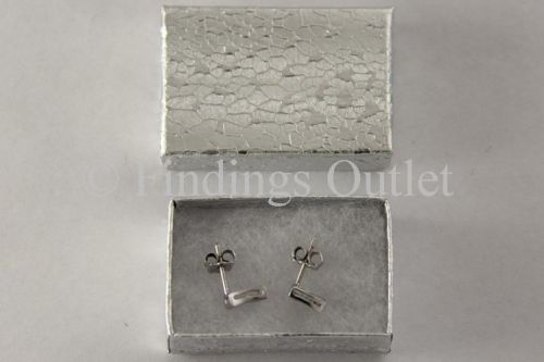 2 5/8&#034; x 1 1/2&#034; x 1&#034; Cotton Filled Jewelry Gift Box With Silver Texture 100 Pcs