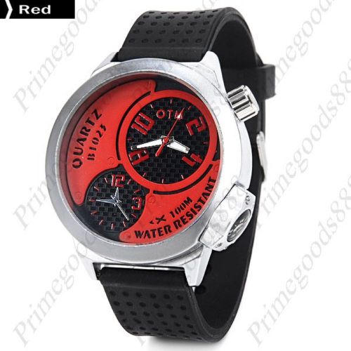 Stylish rubber band false compass quartz men&#039;s wristwatch free shipping red for sale