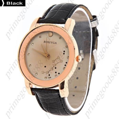 Star Constellations Big Dipper Stars PU Leather  Ladies Wristwatch Women&#039;s Black