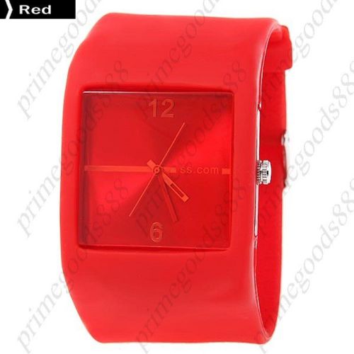 Jelly rubber band quartz analog wrist lady ladies wristwatch women&#039;s red for sale