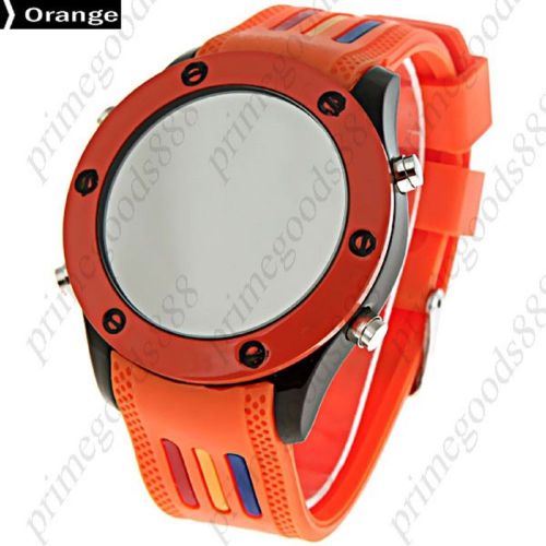 LED Light Digital Watch Unisex Wrist watch Stylish Watch Rubber Strap in Orange