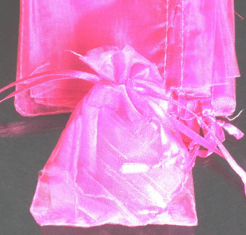 400x solid hot pink organza bag pouch for xmas new year gift 12x9cm(4.5x3.5inch) for sale