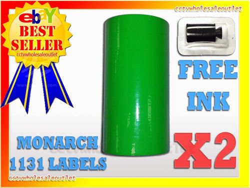 2 SLEEVES FLUORESCENT GREEN LABEL FOR MONARCH 1131 PRICING GUN 2 SLEEVES=16ROLLS