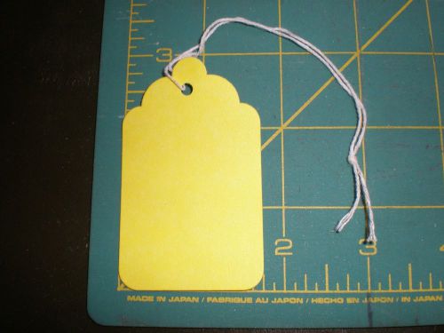 100 Size 8 Price Tags with String - YELLOW -  1-11/16&#034; x 2-3/4&#034;