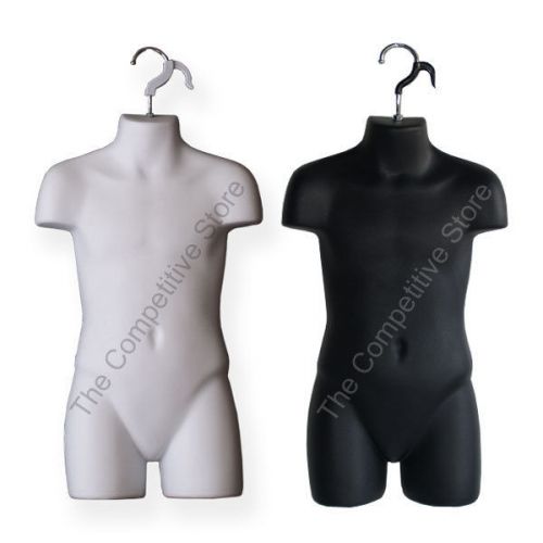 2 Child Mannequin Forms For Sizes 5T-7 Boys &amp; Girls Clothing - 1 Black + 1 White