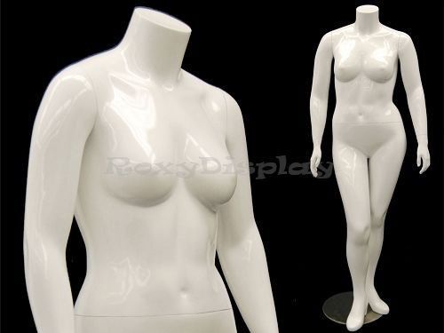 Fiberglass female headless plus size mannequin gloss white color #md-nancybw1s for sale
