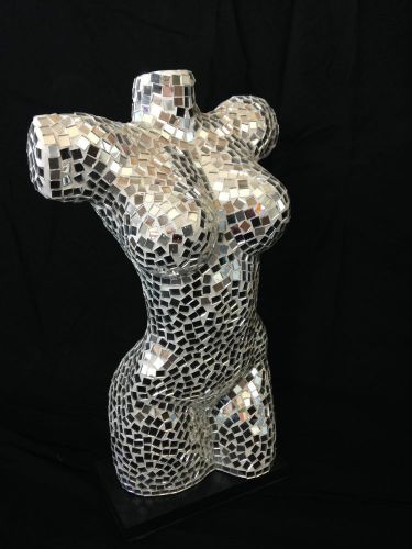 Mosaic Torso Mannequin Ornamental Display Lamp Silver Female Body Small 40cm