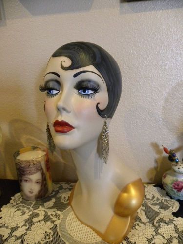 Vintage Style Art Deco Flapper 16&#034; Mannequin Head/ Hat Stand