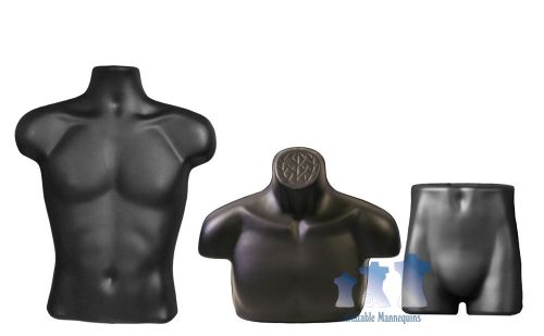 Male torso, upper torso, and brief display forms, black for sale