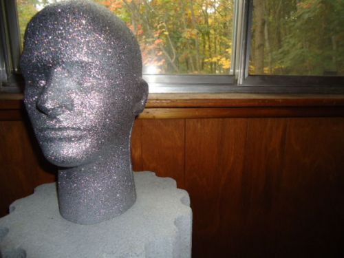 12&#034;H Metallic tm Glitter MALE Mannequin Head Forms-SILVER