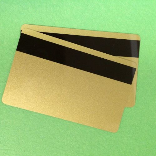 2 gold pvc cards-hico mag stripe 3 track - cr80 .30 mil for id printers for sale