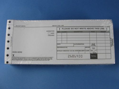 2-part long (7 7/8&#034; x 3 1/4&#034;) credit card imprinter sales slips - qty of 4,000 for sale