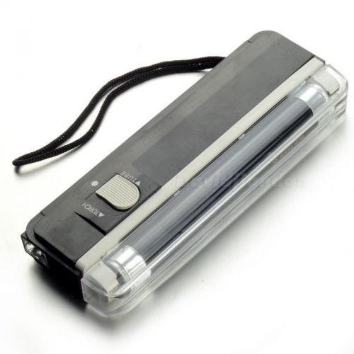 Black Mini 2in1 Handheld Torch Portable UV Light Money Detector Lamp Pen S9GG