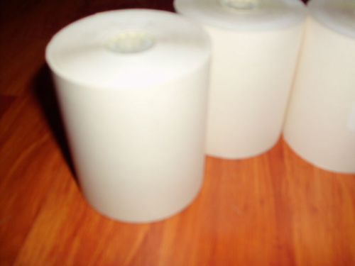 Lot of 4 Rolls of White And Yellow Receipt Paper 3 3/4&#034; Carbonless Double Sheet
