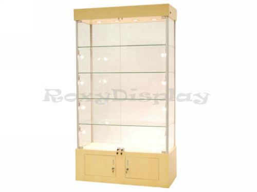 CA 40&#034; Maple Tower Showcase Display Store Fixture Assembled W/ Lights #WL40M