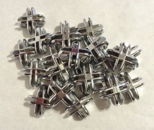 24 Used 4 Way Glass Cube Connector for 3/16&#034; Tempered Glass Cubbie Clips  Chrome