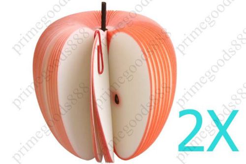 2 x Mini Fruit Note Paper Memo Pad Notepad Creative Apple Shaped for Offices