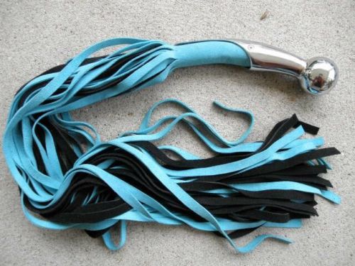 NEW Turquoise Suede Leather Flogger 35 TAILS Gentle Emperor - HORSE TRAINER