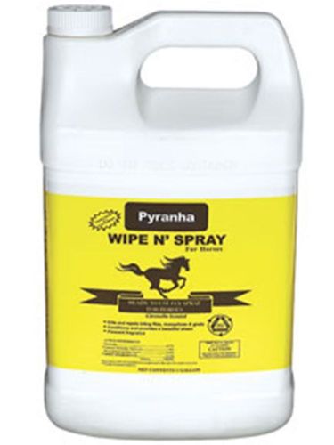 PYRANHA Wipe N Spray Equine Horse Fly Spray Repels Kills Flies Mosquitoes Gallon