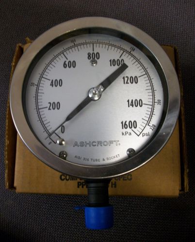 4-1/2&#034; ashcroft stainless steel pressure gauge 451009s04l 0-1600kpa / 0-220 psi for sale