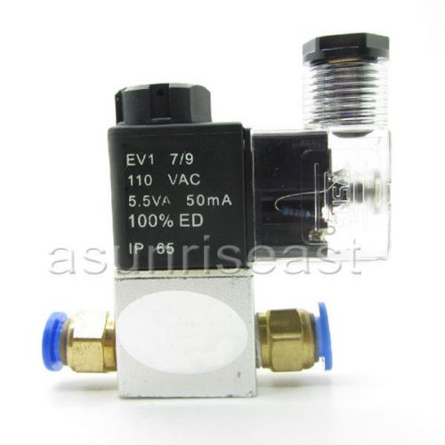 Pneumatic air solenoid valve ac110v nc + 4mm fittings 2 way 2 position 2v025-08 for sale