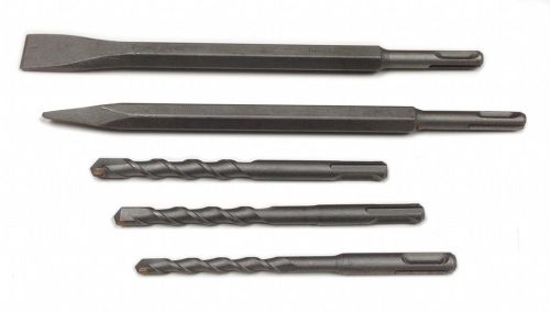 Masonary Hammer Drill Bits and Concrete Chisel and Bull Point Steel 5 Piece