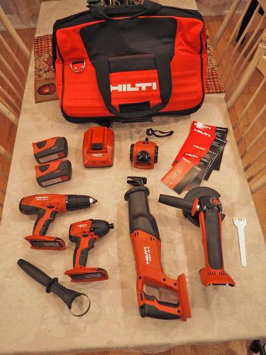 New hilti cordless 5 tool lithium ion combo 18v 21.6v kit set 2 3.3ah batteries for sale