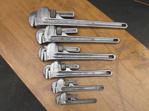 Lot of 6 ridgid pipe wrenches.18&#039;&#039;14&#034;,12&#039;&#039;,10&#039;&#039;.8&#039;&#039;,6&#039;&#039; heavy duty elyria oh.usa for sale