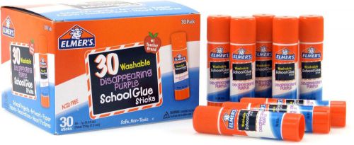 NEW 30 Pack Elmer&#039;s Washable School Glue SticksDisappearing Purple .24oz