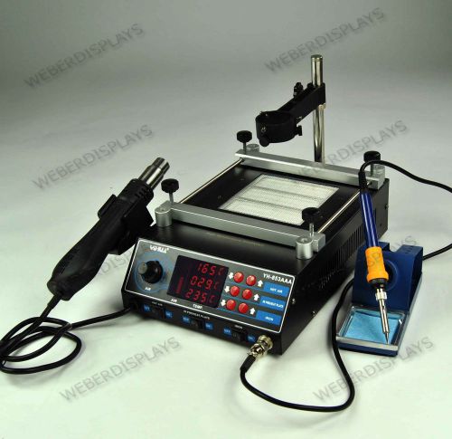 853AAA 3in1 BGA Hot Air Rework Soldering Station with Preheating, Support Holder