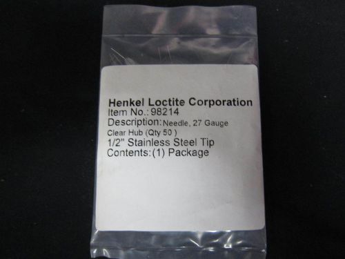 Henkel Loctite 50pcs 1/2&#034; dispensing needles syringe needle tips 27 Gauge Clear