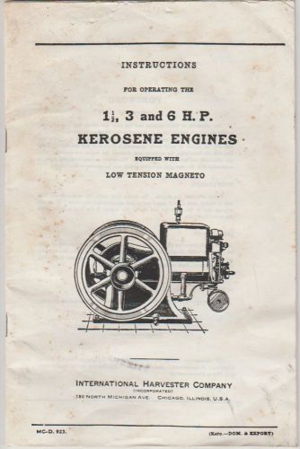 VTG Instructions Booklet International Harvester Kerosene Engines 1.5, 3, 6 HP