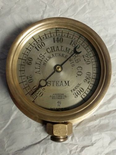 Antique brass allis chalmers steam engine pressure gauge pat&#039;d 1903 for sale