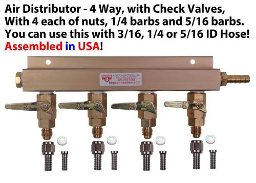 4 way co2 manifold air distributor draft beer mfl check valves (ad104ebay) for sale