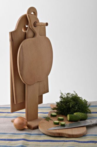 Set of chopping boards on stand