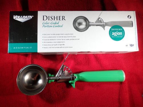 Vollrath stainless steel disher size 12 green handle 2-2/3 oz agion ice cream for sale