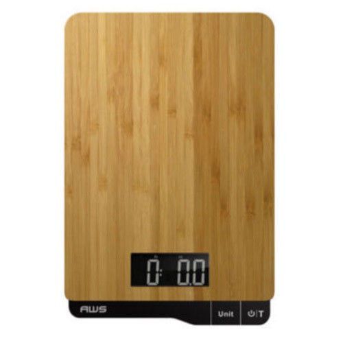 AWS ECO-5K Digital Kitchen Scale 11 lb x 0.1oz Bamboo Wood 5000g x 1g